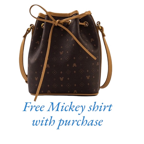 Handbags - Mickey Mouse Printed leather bucket shoulder crossbody bag + FREE MICKEY SHIRT